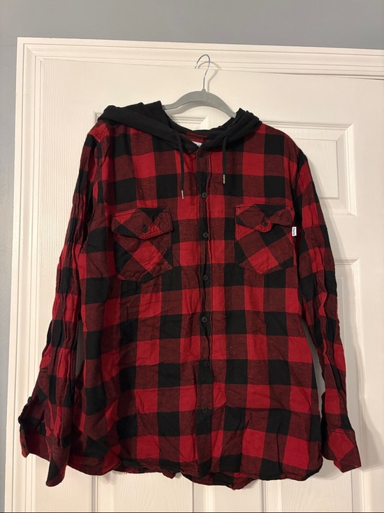 Hurley Other - Hurley Red and Black Plaid Hooded Flannel